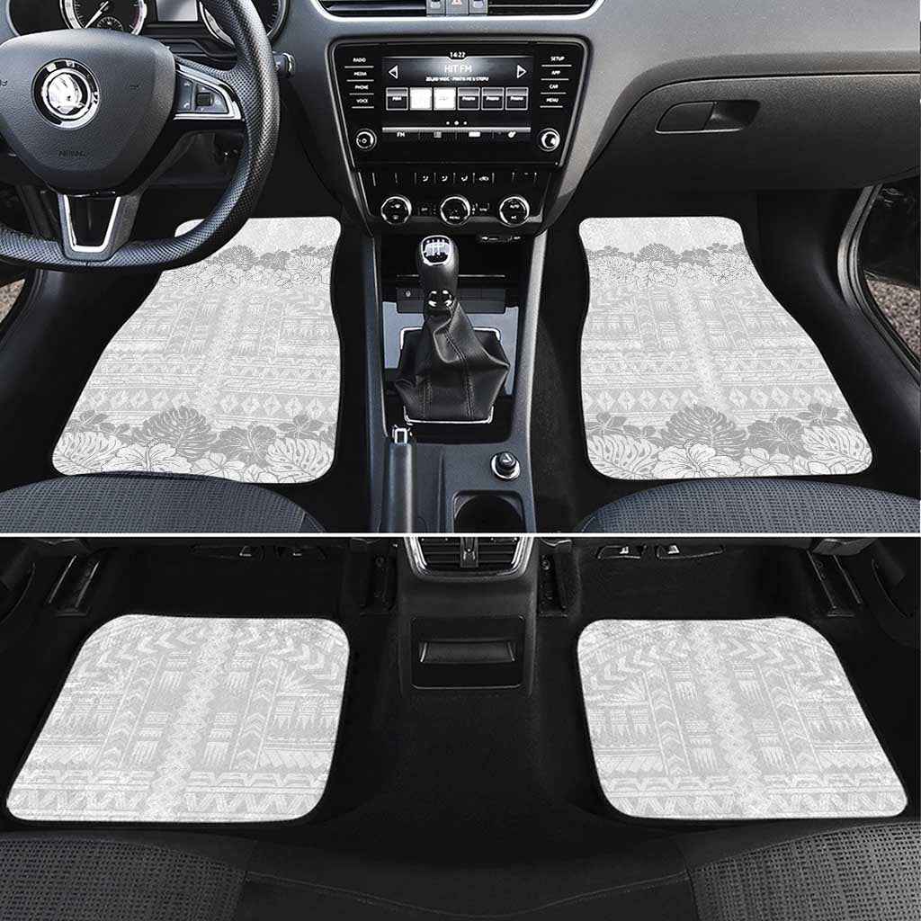 Samoa Lotu Tamaiti Car Mats White Sunday Polynesian Pattern With Tropical Flowers