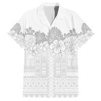 Samoa Lotu Tamaiti Family Matching Tank Maxi Dress and Hawaiian Shirt White Sunday Polynesian Pattern With Tropical Flowers
