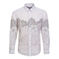 Samoa Lotu Tamaiti Long Sleeve Button Shirt White Sunday Polynesian Pattern With Tropical Flowers