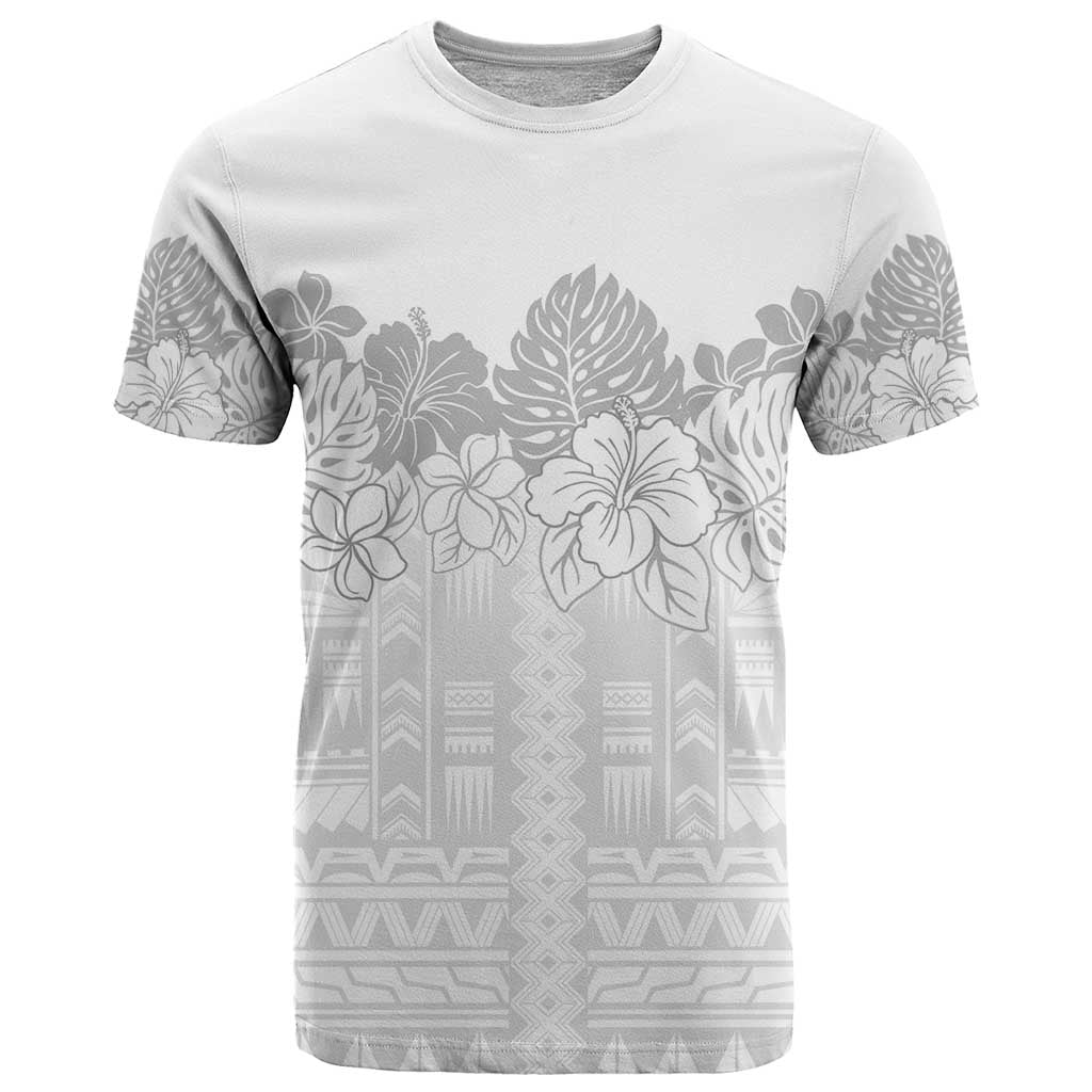 Samoa Lotu Tamaiti T Shirt White Sunday Polynesian Pattern With Tropical Flowers