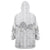 Samoa Lotu Tamaiti Wearable Blanket Hoodie White Sunday Polynesian Pattern With Tropical Flowers