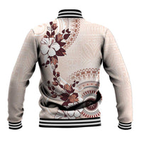 Bula Fiji Language Week Baseball Jacket Fijian Tapa Pattern With Tagimoucia Flower