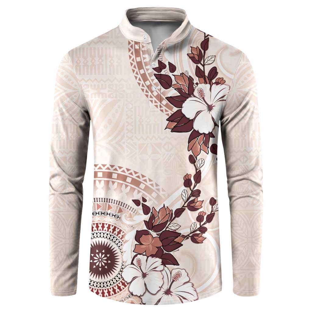 Bula Fiji Language Week Button Sweatshirt Fijian Tapa Pattern With Tagimoucia Flower