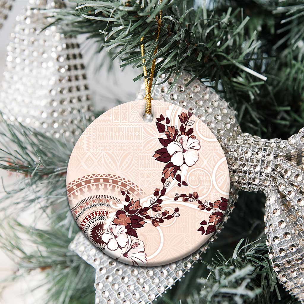 Bula Fiji Language Week Ceramic Ornament Fijian Tapa Pattern With Tagimoucia Flower LT05 - Polynesian Pride