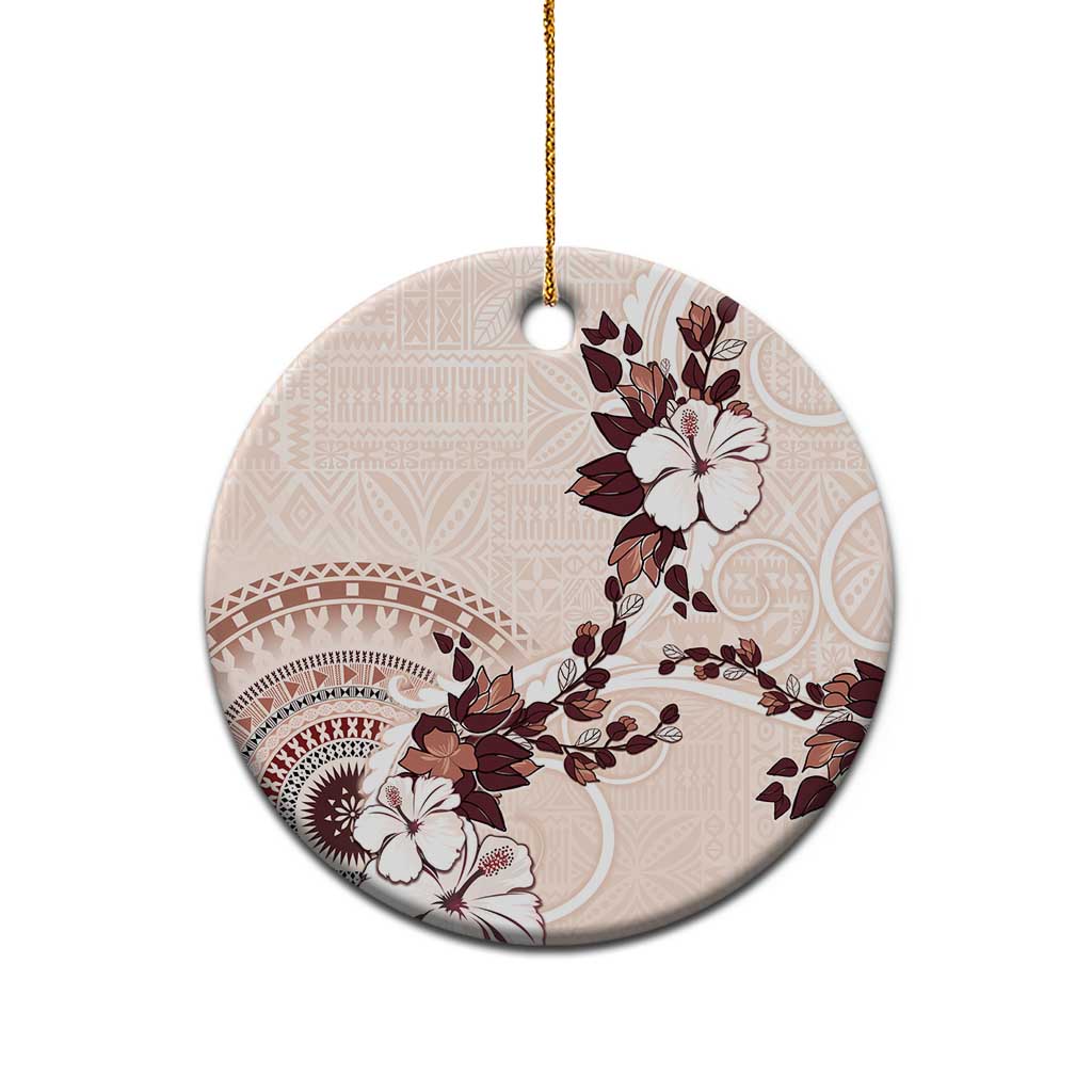 Bula Fiji Language Week Ceramic Ornament Fijian Tapa Pattern With Tagimoucia Flower LT05 - Polynesian Pride