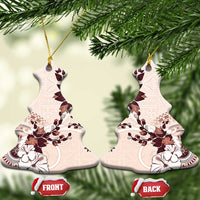 Bula Fiji Language Week Ceramic Ornament Fijian Tapa Pattern With Tagimoucia Flower LT05 Christmas Tree Beige - Polynesian Pride