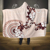 Bula Fiji Language Week Hooded Blanket Fijian Tapa Pattern With Tagimoucia Flower