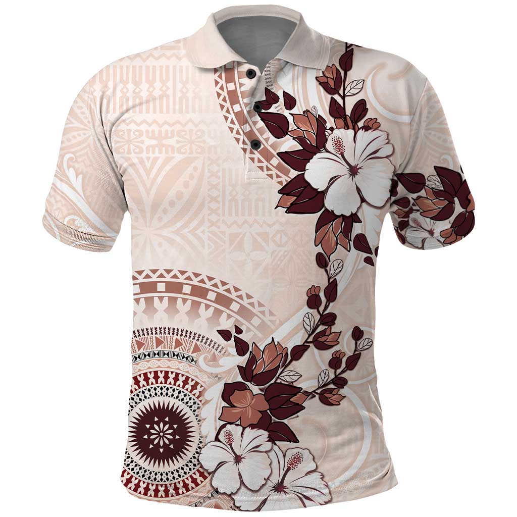 Bula Fiji Language Week Polo Shirt Fijian Tapa Pattern With Tagimoucia Flower