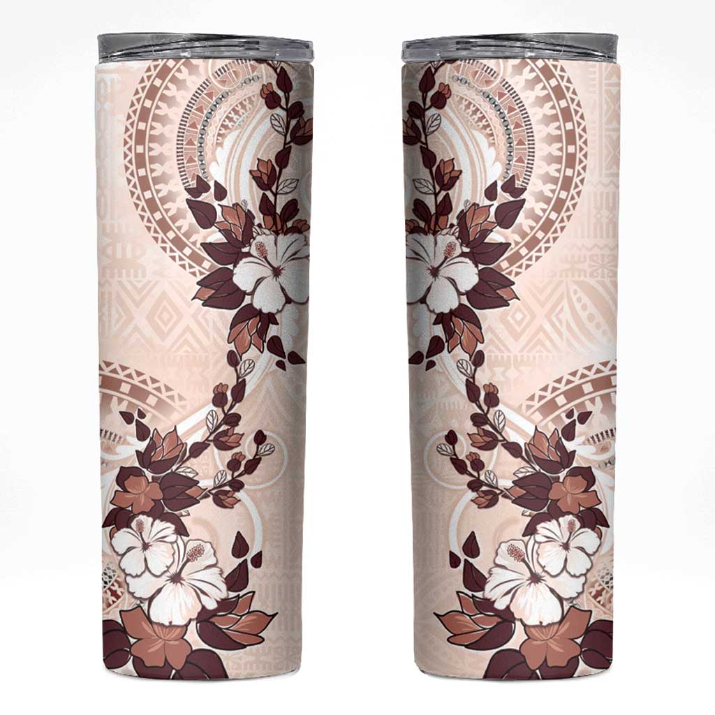 Bula Fiji Language Week Skinny Tumbler Fijian Tapa Pattern With Tagimoucia Flower