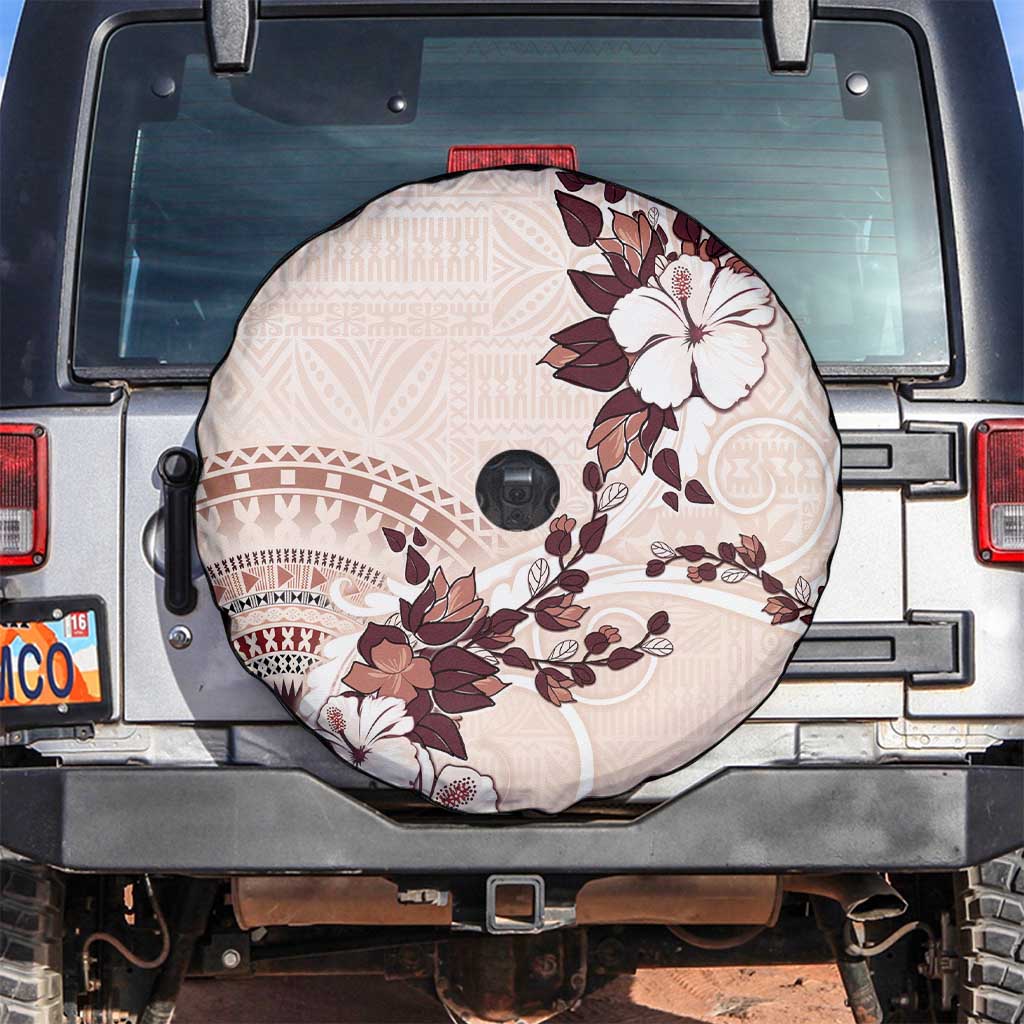 Bula Fiji Language Week Spare Tire Cover Fijian Tapa Pattern With Tagimoucia Flower