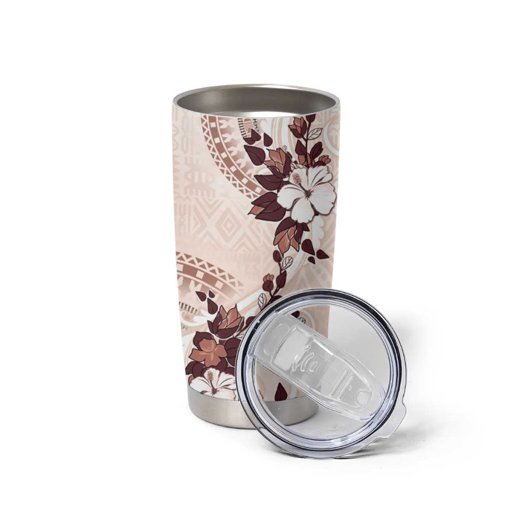 Bula Fiji Language Week Tumbler Cup Fijian Tapa Pattern With Tagimoucia Flower