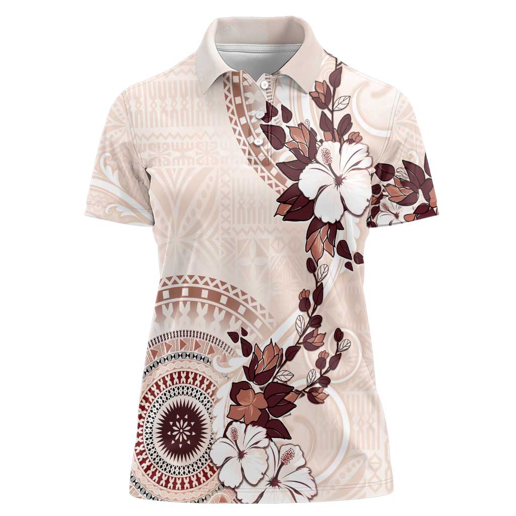 Bula Fiji Language Week Women Polo Shirt Fijian Tapa Pattern With Tagimoucia Flower