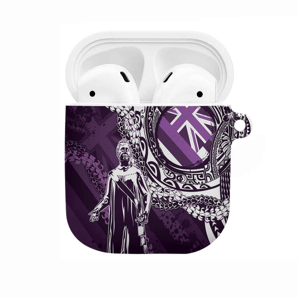Hawaii Queen Liliuokalani AirPods Case Hawaiian Maile Lei Flag Style LT05 Purple - Polynesian Pride