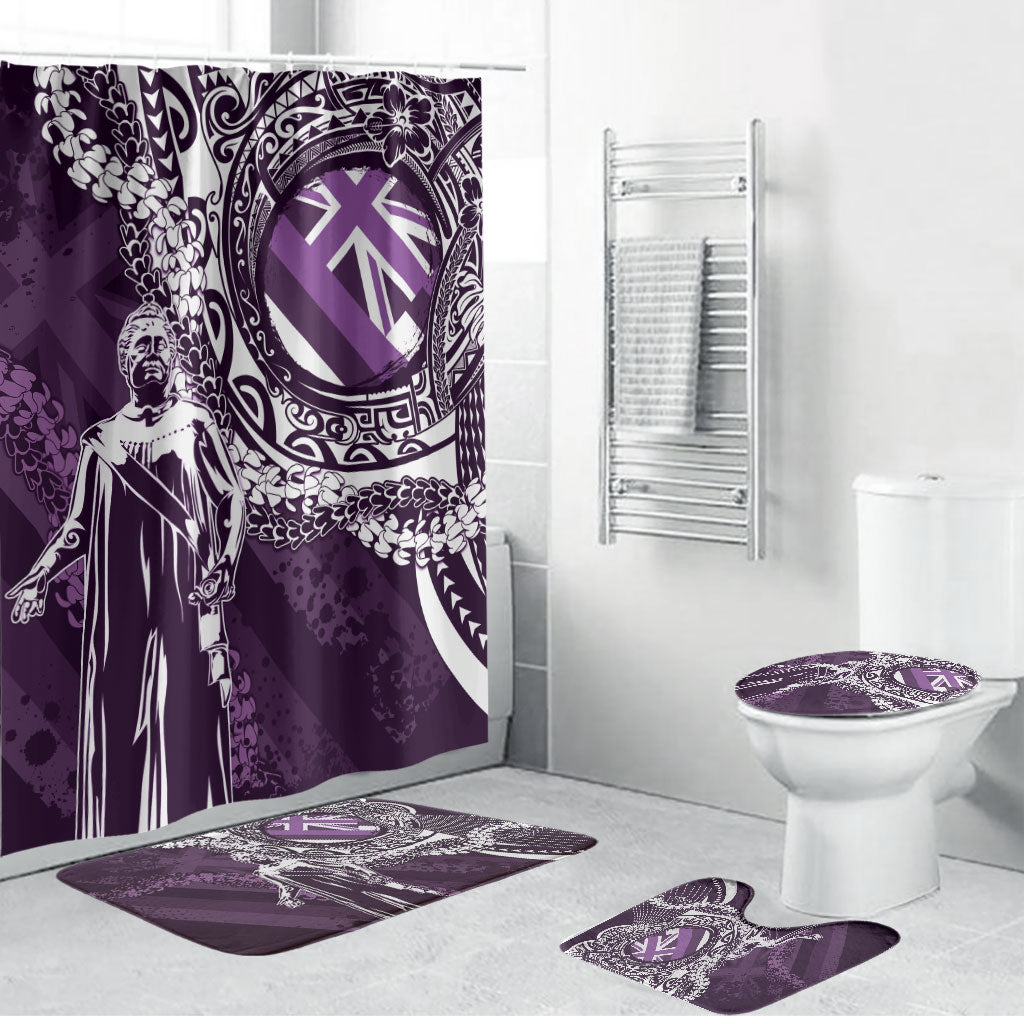 Hawaii Queen Liliuokalani Bathroom Set Hawaiian Maile Lei Flag Style LT05 Bathroom Set (4 pcs) Purple - Polynesian Pride