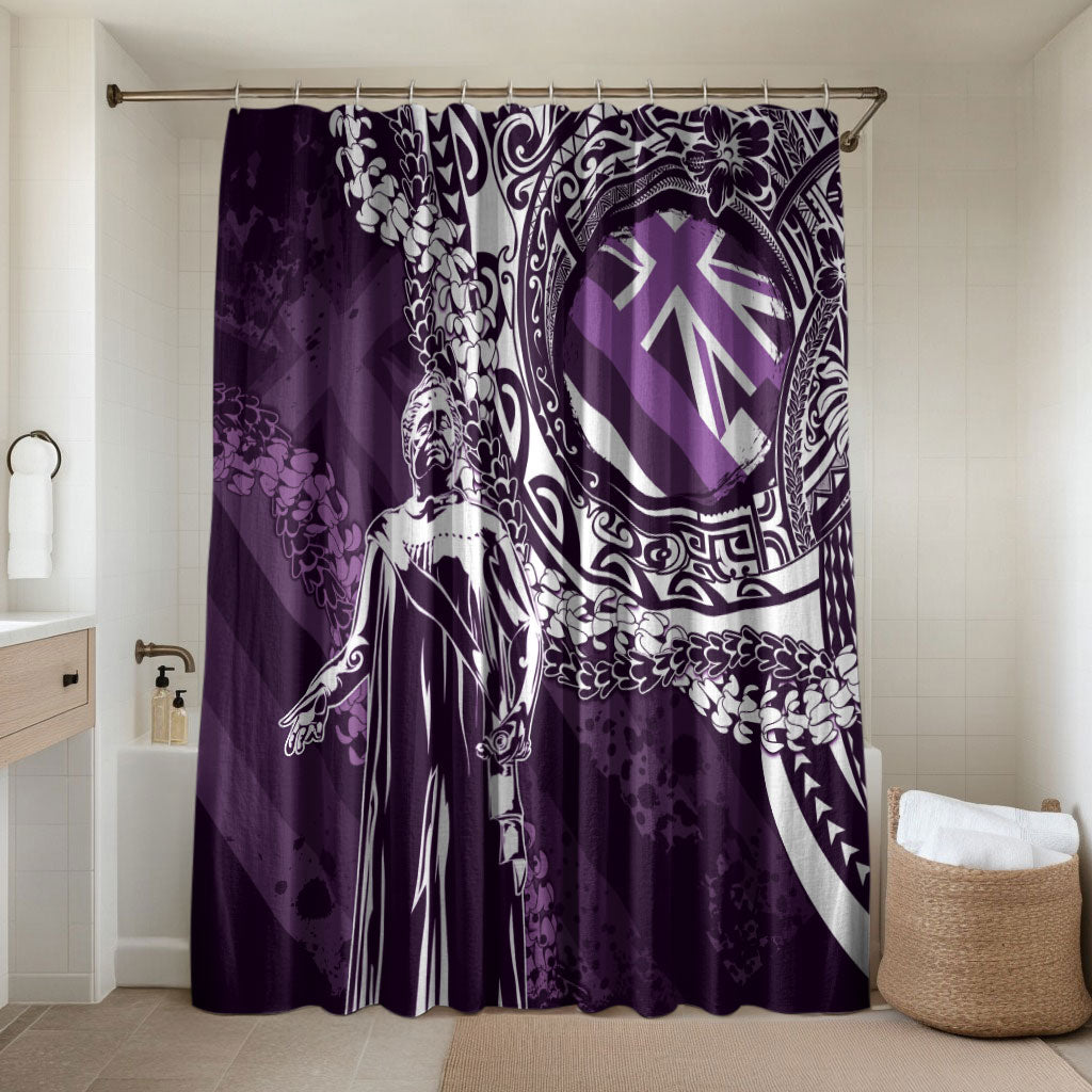 Hawaii Queen Liliuokalani Bathroom Set Hawaiian Maile Lei Flag Style LT05 Shower Curtain Only Purple - Polynesian Pride