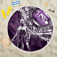 Hawaii Queen Liliuokalani Beach Blanket Hawaiian Maile Lei Flag Style LT05 One Size 150cm Purple - Polynesian Pride