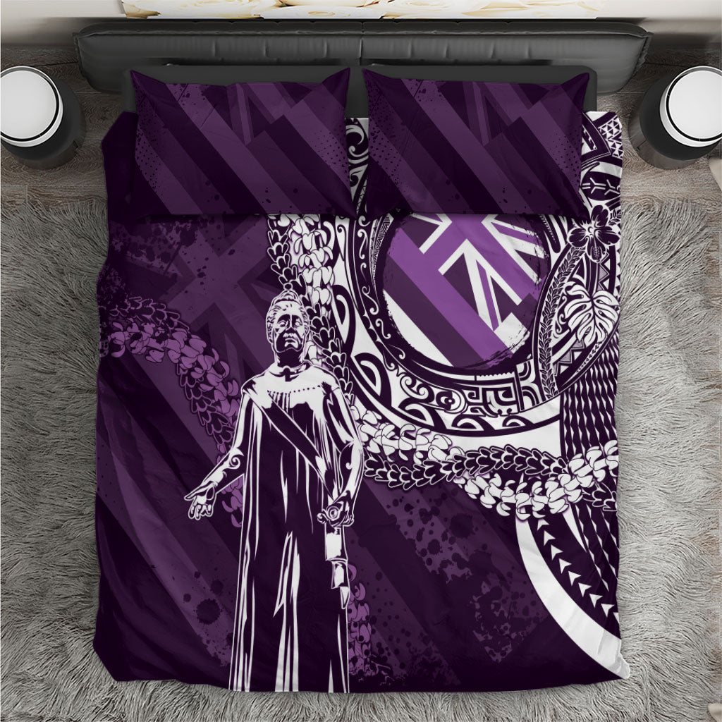 Hawaii Queen Liliuokalani Bedding Set Hawaiian Maile Lei Flag Style LT05 Purple - Polynesian Pride