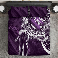 Hawaii Queen Liliuokalani Bedding Set Hawaiian Maile Lei Flag Style LT05 Purple - Polynesian Pride