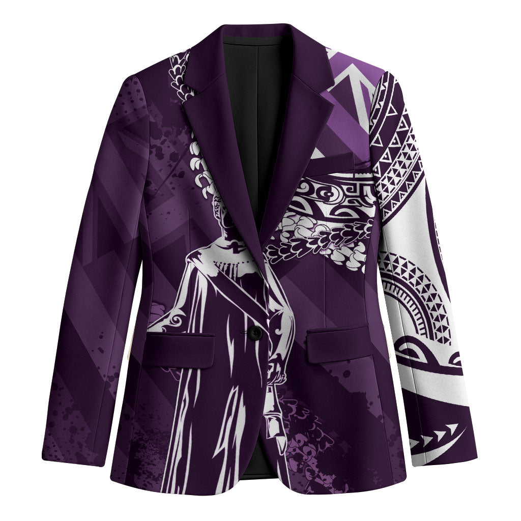 Hawaii Queen Liliuokalani Blazer Hawaiian Maile Lei Flag Style LT05 Unisex Purple - Polynesian Pride