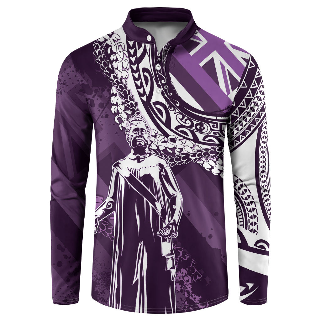 Hawaii Queen Liliuokalani Button Sweatshirt Hawaiian Maile Lei Flag Style LT05 Purple - Polynesian Pride