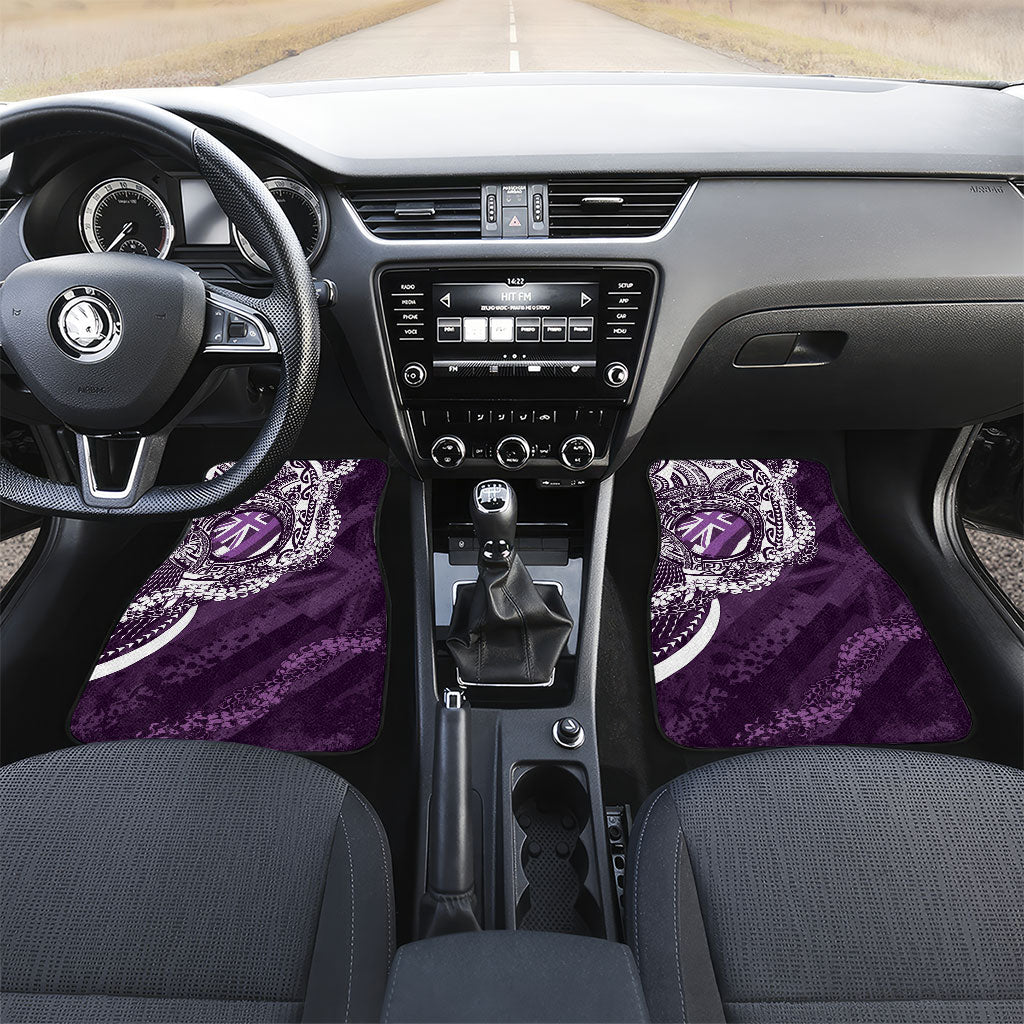 Hawaii Queen Liliuokalani Car Mats Hawaiian Maile Lei Flag Style LT05 Set 2pcs - Front Purple - Polynesian Pride