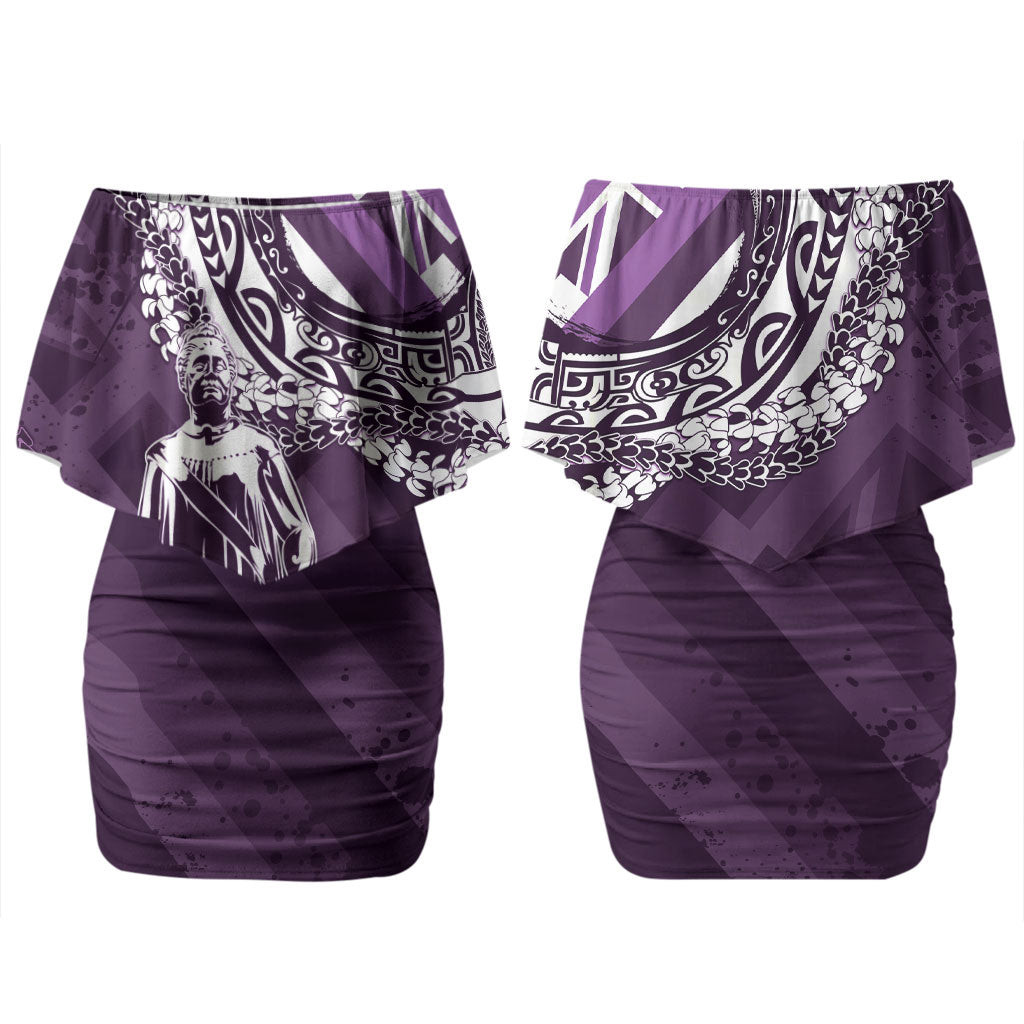 Hawaii Queen Liliuokalani Couples Matching Off Shoulder Short Dress and Hawaiian Shirt Hawaiian Maile Lei Flag Style LT05 - Polynesian Pride