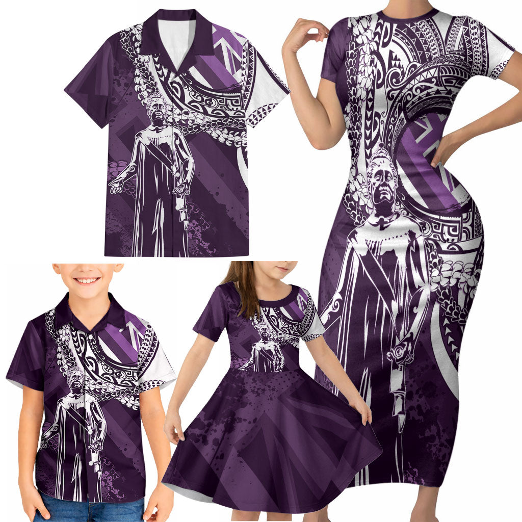 Hawaii Queen Liliuokalani Family Matching Short Sleeve Bodycon Dress and Hawaiian Shirt Hawaiian Maile Lei Flag Style LT05 - Polynesian Pride