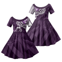 Hawaii Queen Liliuokalani Family Matching Tank Maxi Dress and Hawaiian Shirt Hawaiian Maile Lei Flag Style LT05 Daughter's Dress Purple - Polynesian Pride