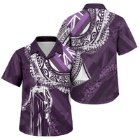 Hawaii Queen Liliuokalani Family Matching Tank Maxi Dress and Hawaiian Shirt Hawaiian Maile Lei Flag Style LT05 Son's Shirt Purple - Polynesian Pride