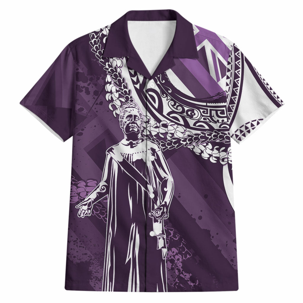 Hawaii Queen Liliuokalani Hawaiian Shirt Hawaiian Maile Lei Flag Style LT05 Purple - Polynesian Pride