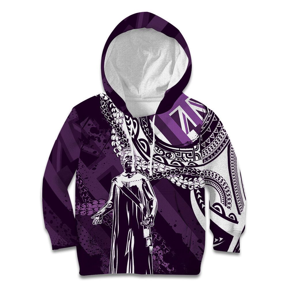 Hawaii Queen Liliuokalani Kid Hoodie Hawaiian Maile Lei Flag Style LT05 Hoodie Purple - Polynesian Pride