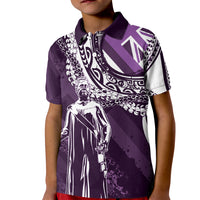 Hawaii Queen Liliuokalani Kid Polo Shirt Hawaiian Maile Lei Flag Style LT05 Kid Purple - Polynesian Pride