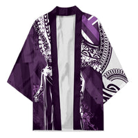 Hawaii Queen Liliuokalani Kimono Hawaiian Maile Lei Flag Style LT05 Unisex Purple - Polynesian Pride