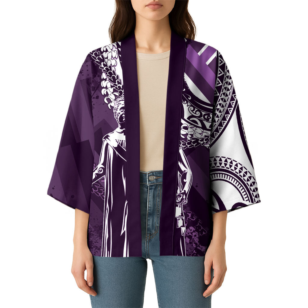Hawaii Queen Liliuokalani Kimono Hawaiian Maile Lei Flag Style LT05 - Polynesian Pride