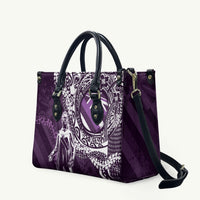 Hawaii Queen Liliuokalani Leather Bag Hawaiian Maile Lei Flag Style LT05 Purple - Polynesian Pride