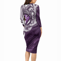Hawaii Queen Liliuokalani Long Sleeve Bodycon Dress Hawaiian Maile Lei Flag Style LT05 - Polynesian Pride