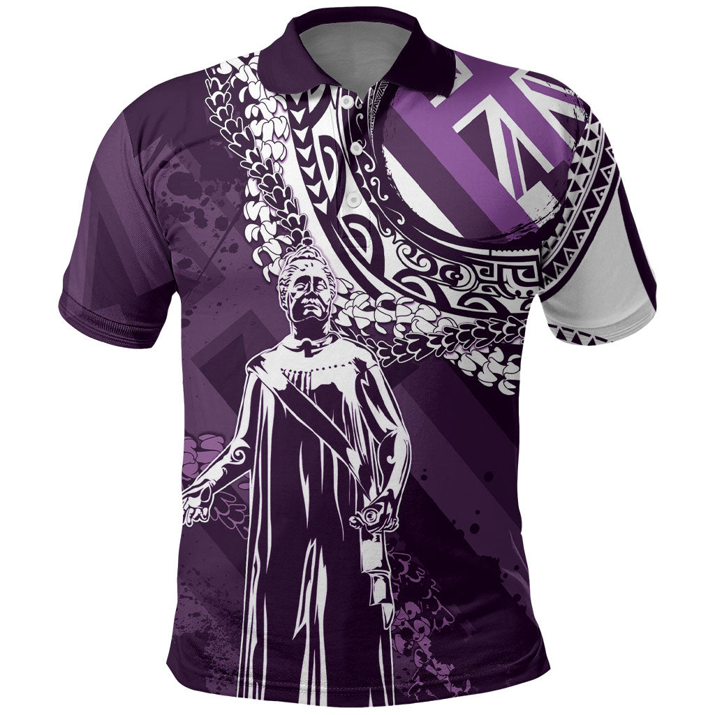 Hawaii Queen Liliuokalani Polo Shirt Hawaiian Maile Lei Flag Style LT05 Purple - Polynesian Pride