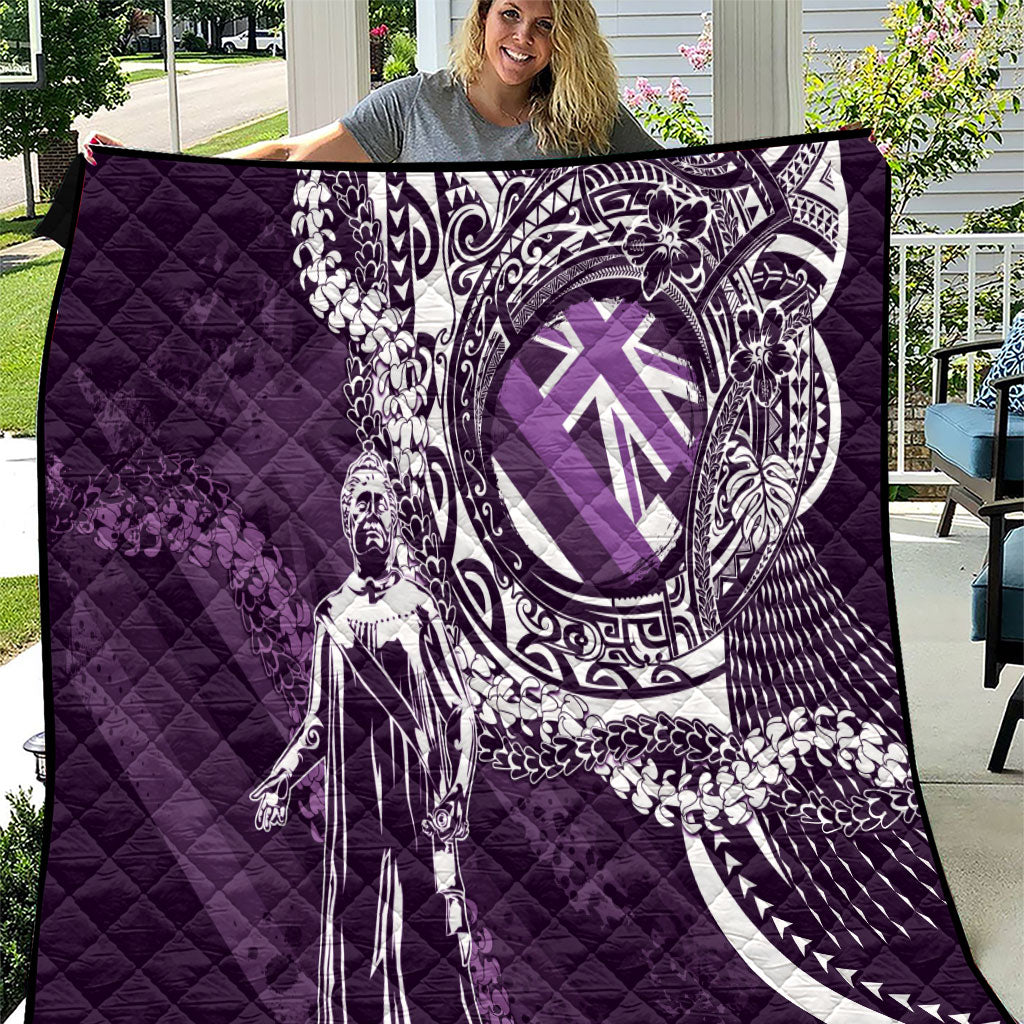 Hawaii Queen Liliuokalani Quilt Hawaiian Maile Lei Flag Style LT05 Purple - Polynesian Pride
