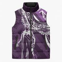 Hawaii Queen Liliuokalani Sleeveless Puffer Jacket Hawaiian Maile Lei Flag Style LT05 Unisex Purple - Polynesian Pride