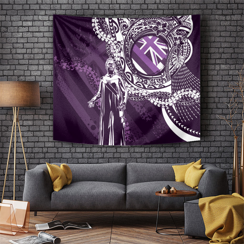 Hawaii Queen Liliuokalani Tapestry Hawaiian Maile Lei Flag Style LT05 Purple - Polynesian Pride