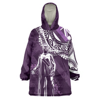 Hawaii Queen Liliuokalani Wearable Blanket Hoodie Hawaiian Maile Lei Flag Style LT05 One Size Purple - Polynesian Pride