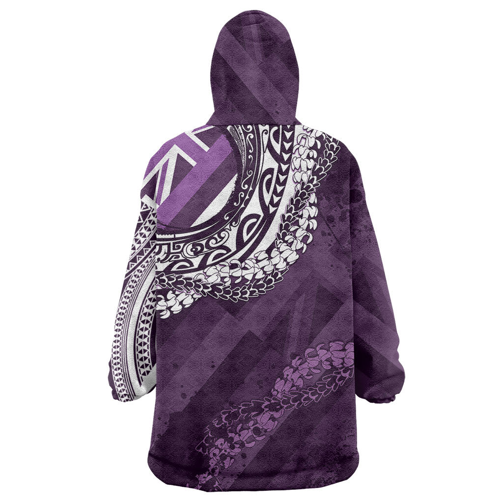 Hawaii Queen Liliuokalani Wearable Blanket Hoodie Hawaiian Maile Lei Flag Style LT05 - Polynesian Pride