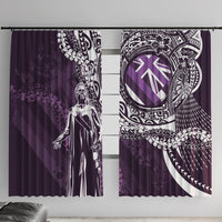Hawaii Queen Liliuokalani Window Curtain Hawaiian Maile Lei Flag Style LT05 With Hooks Purple - Polynesian Pride