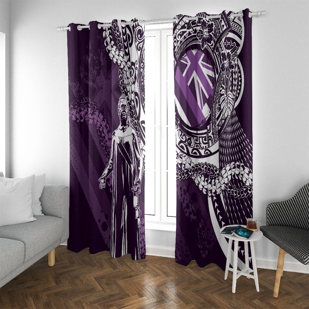 Hawaii Queen Liliuokalani Window Curtain Hawaiian Maile Lei Flag Style LT05 With Grommets Purple - Polynesian Pride
