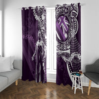 Hawaii Queen Liliuokalani Window Curtain Hawaiian Maile Lei Flag Style LT05 With Grommets Purple - Polynesian Pride