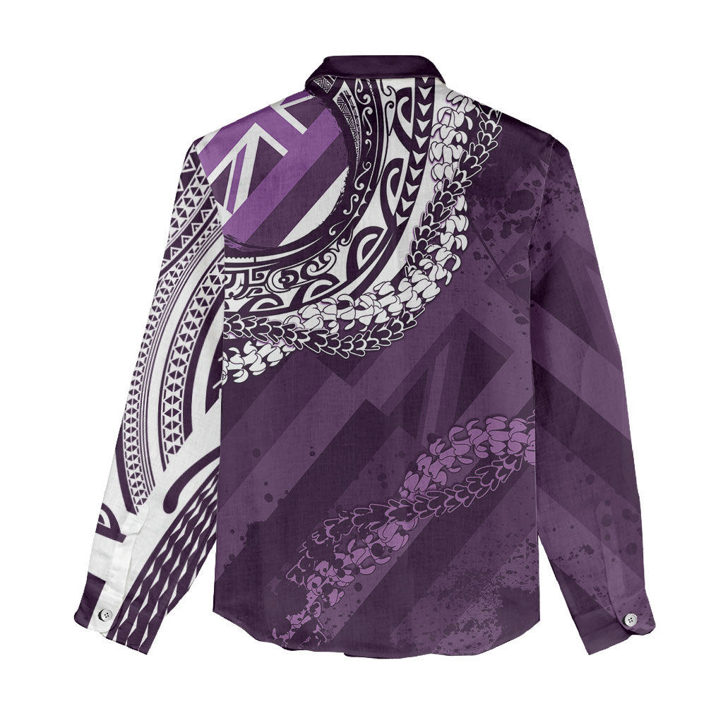 Hawaii Queen Liliuokalani Women Casual Shirt Hawaiian Maile Lei Flag Style LT05 - Polynesian Pride