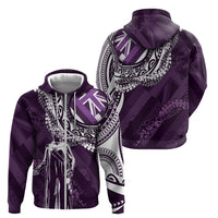 Hawaii Queen Liliuokalani Zip Hoodie Hawaiian Maile Lei Flag Style LT05 - Polynesian Pride