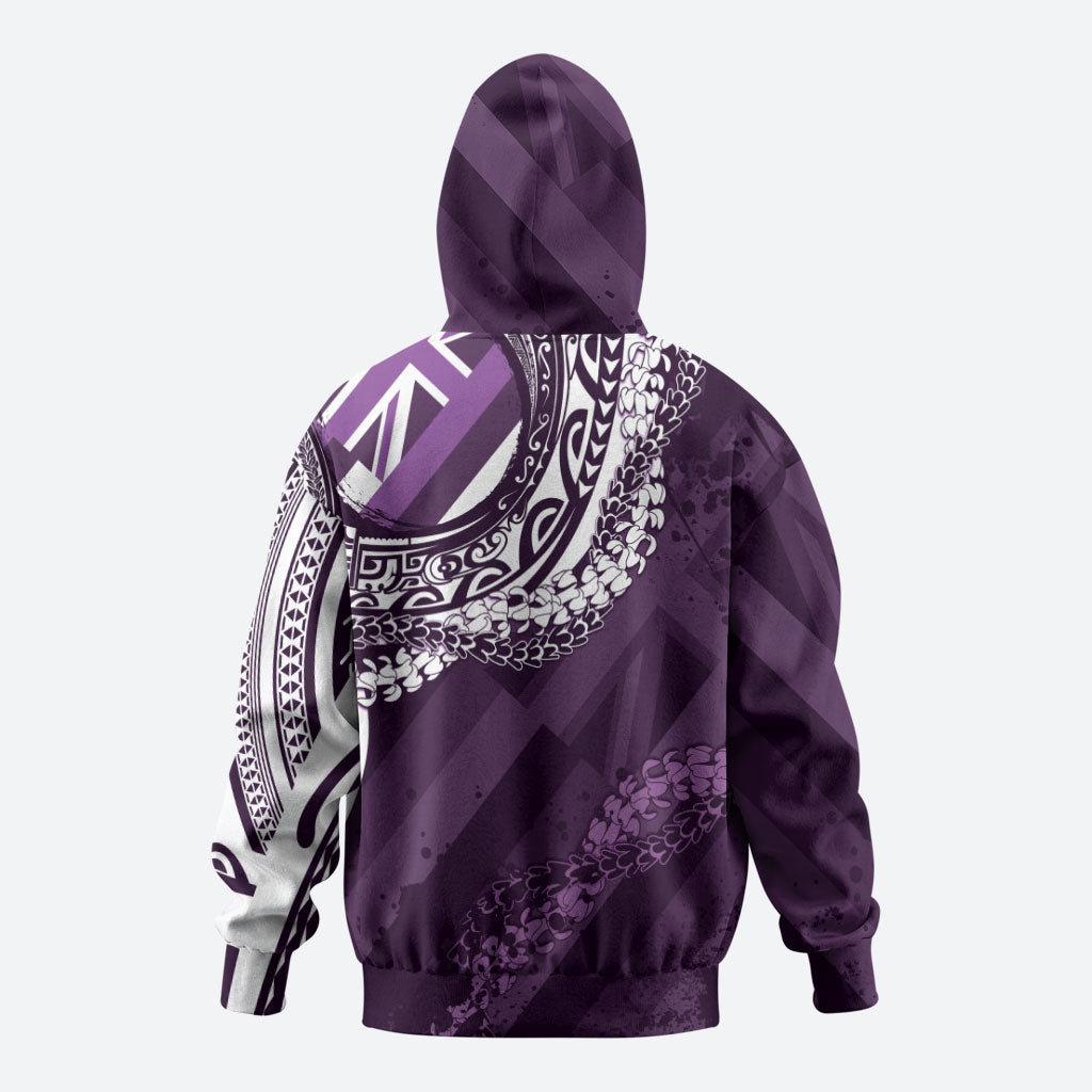 Hawaii Queen Liliuokalani Zip Hoodie Hawaiian Maile Lei Flag Style LT05 - Polynesian Pride