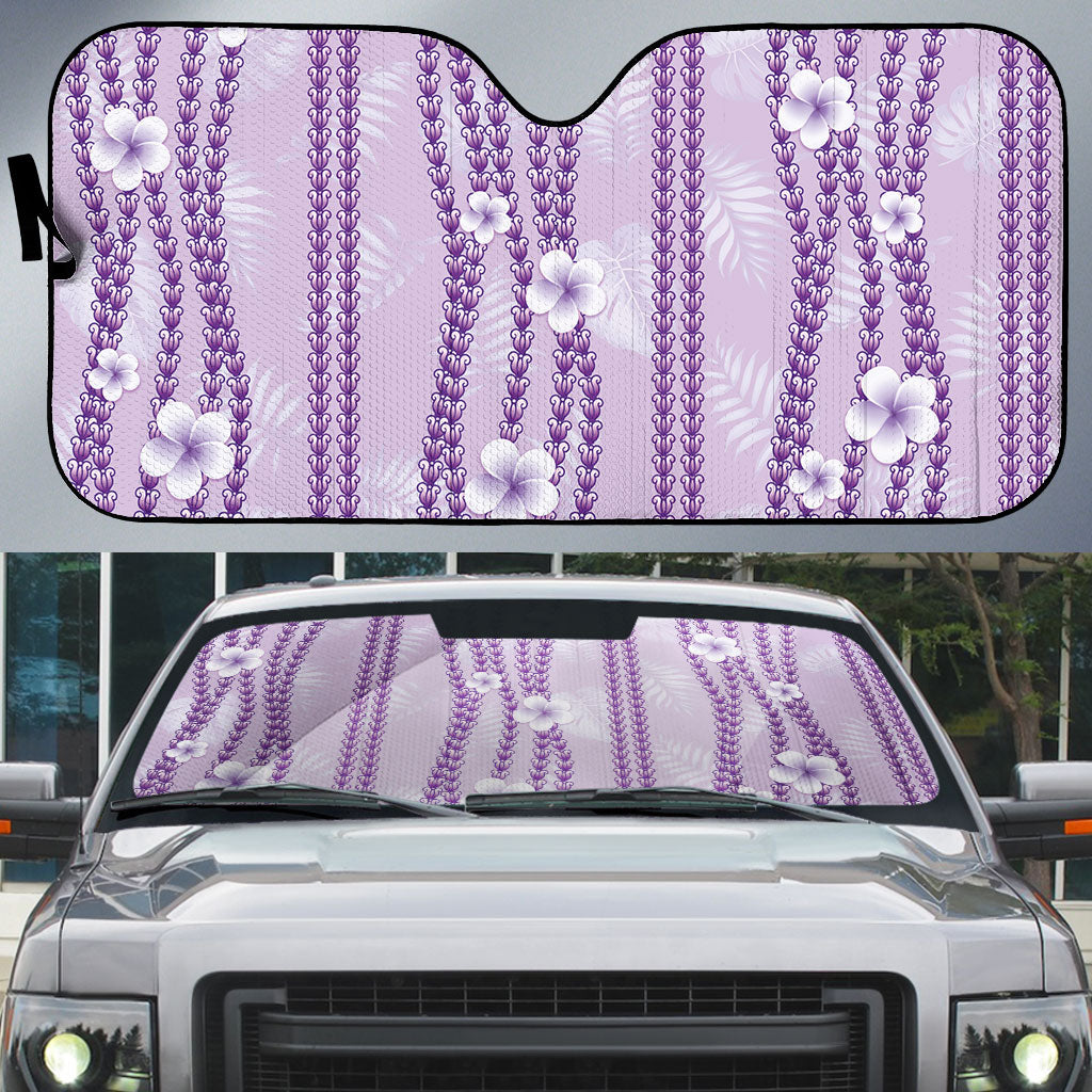 Hawaii Queen Liliuokalani Auto Sun Shade Lavender Lei Pua Kalaunu LT05 Lavender - Polynesian Pride