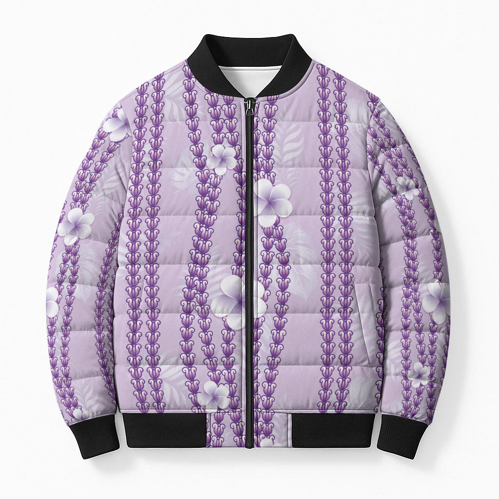 Hawaii Queen Liliuokalani Bomber Puffer Jacket Lavender Lei Pua Kalaunu LT05 Unisex Lavender - Polynesian Pride